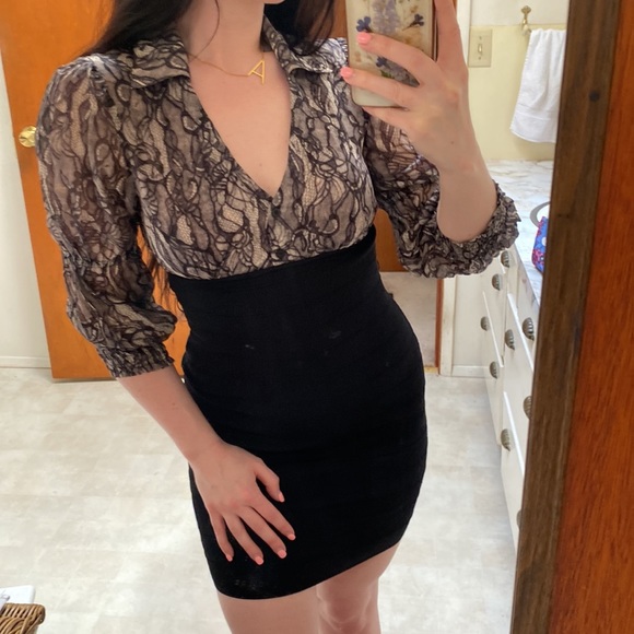 💌[ Bebe ] Silk Bandage Flowy Top Dress - Picture 2 of 16